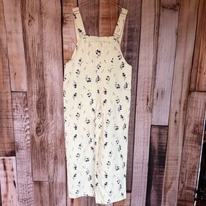 Zara Jackie Overalls Cropped Wide Leg Floral Bibs Dungaree White Spring Small